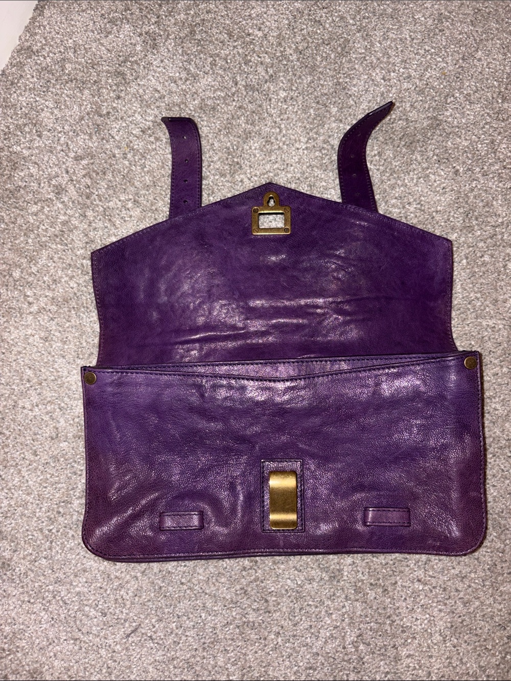 Proenza Schouler Purple Leather Clutch with Gold Hardware - Picture 5 of 14
